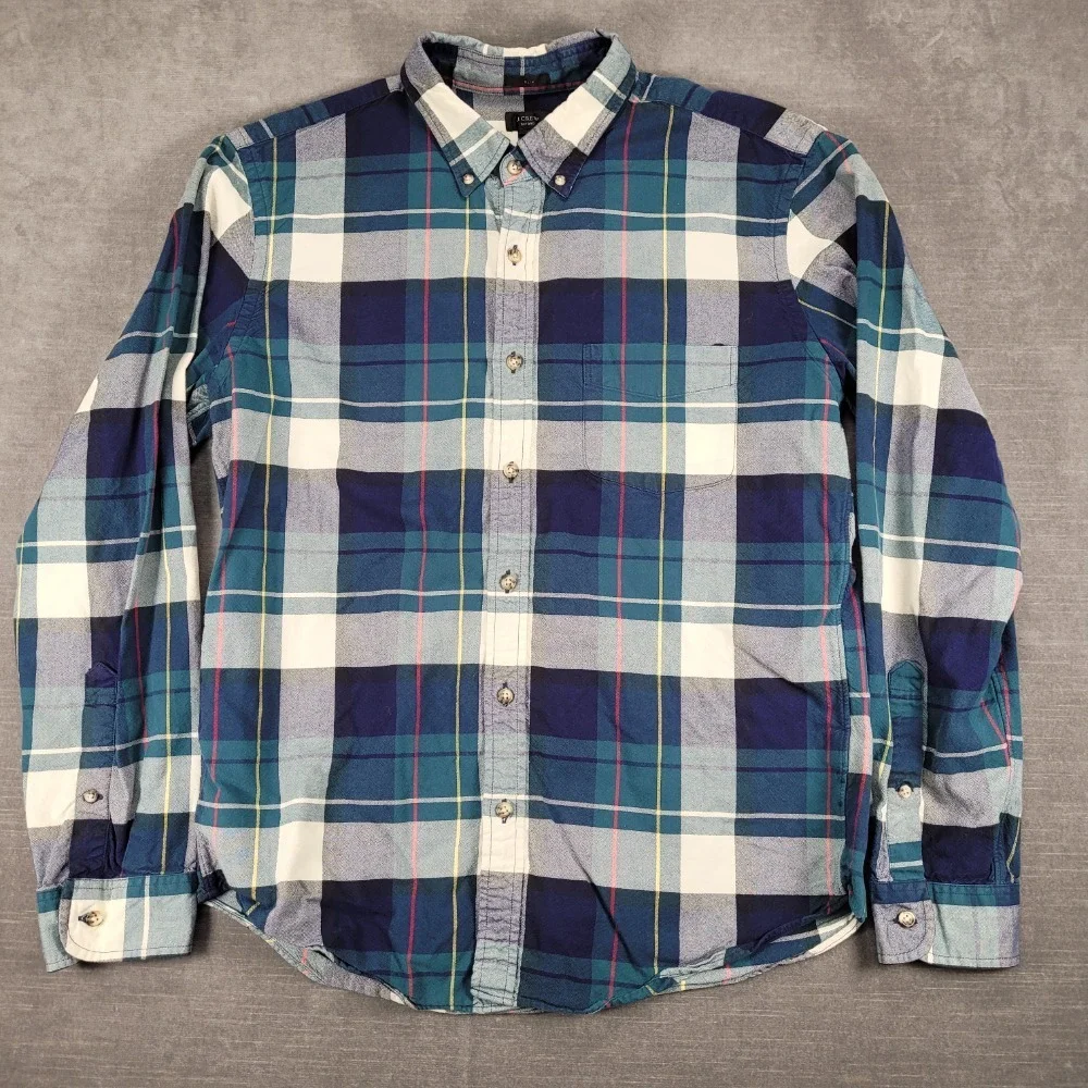 J. Crew‎ Oxford Shirt Slim Fit Plaid Button Down Long Sleeve L